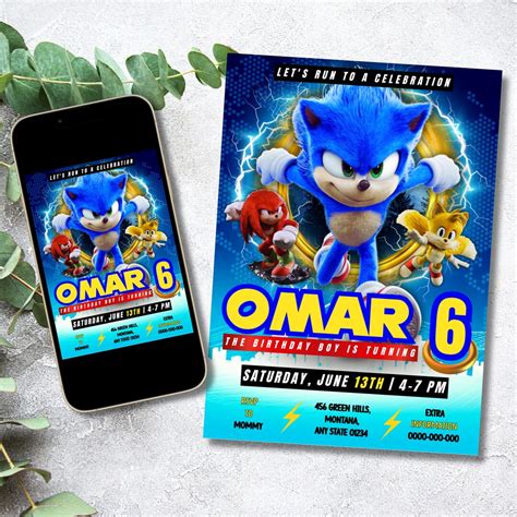 Sonic the Hedgehog Birthday Invitation Template | Sonic Birthday ...