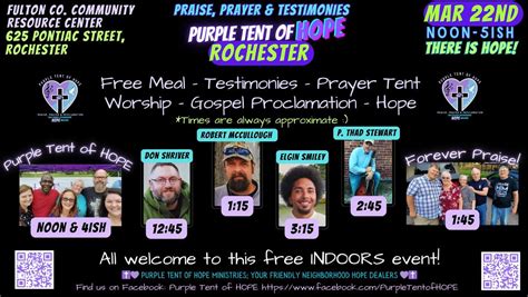 Purple Tent of Hope:Prayer,Praise & Testimonies: ROCHESTER (INDOORS ...