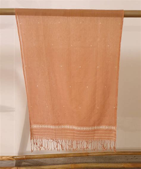 Beige brown assam handloom cotton silk stole – GoSwadeshi
