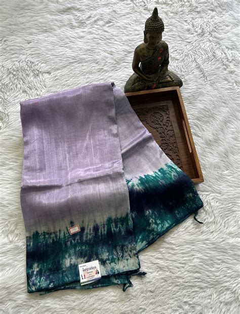Mangalagiri Pattu Shibori Saree Light Lavender color with Borderless ...