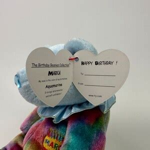 Ty Beanie Baby March the Birthday Bear - Aquamarine Birthstone Bear (7 ...