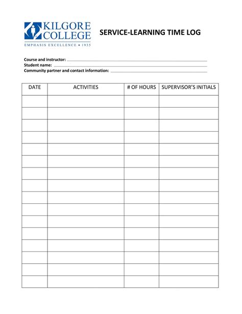 Image result for Time Log Examples