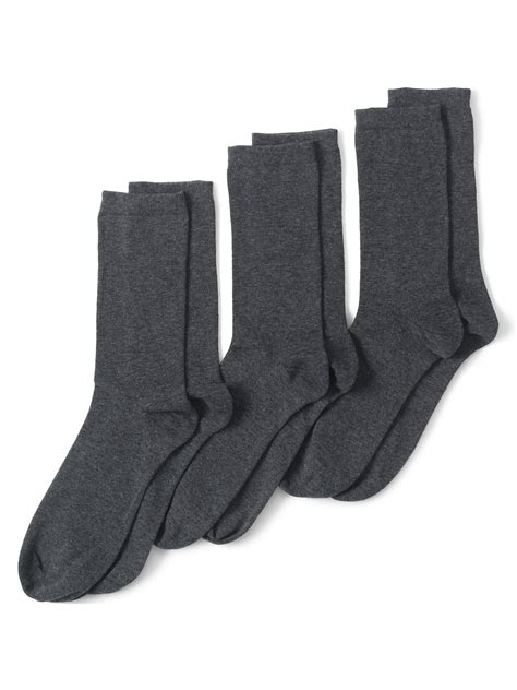 Lands' End Women's 3-Pack Seamless Toe Solid Crew Socks - Walmart.com