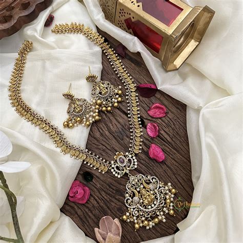 Vriksham AD Stone Coin Dual Peacock Lakshmi Pendant Neckpiece-G16206 ...