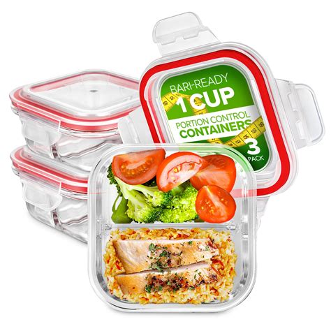 Amazon.com: Glass Portion Control Bariatric Containers (3 Pack), 1 Cup ...