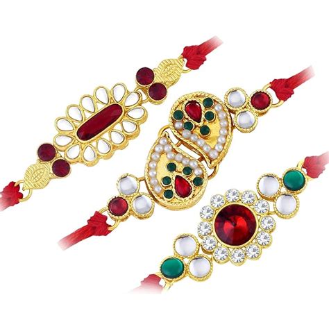 Sukkhi Rakhi Glorious Kundan Rakhi Combo & Designer Gold Plated Premium ...