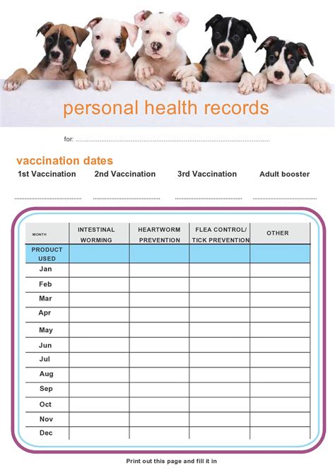 40 Printable Dog / Puppy Vaccination Records - TemplateArchive