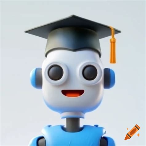 Robot emoji wearing graduation cap as flat icon on Craiyon