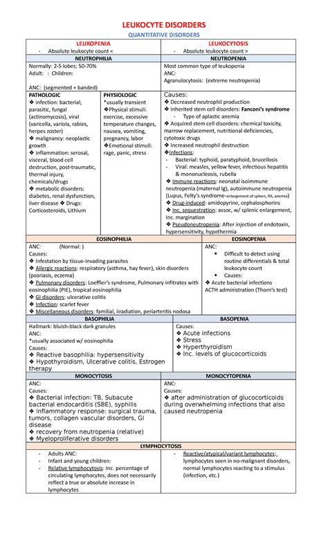 Qualitative- Disorders - LEUKOCYTE DISORDERS QUANTITATIVE DISORDERS LEUKOPENIA Absolute ...