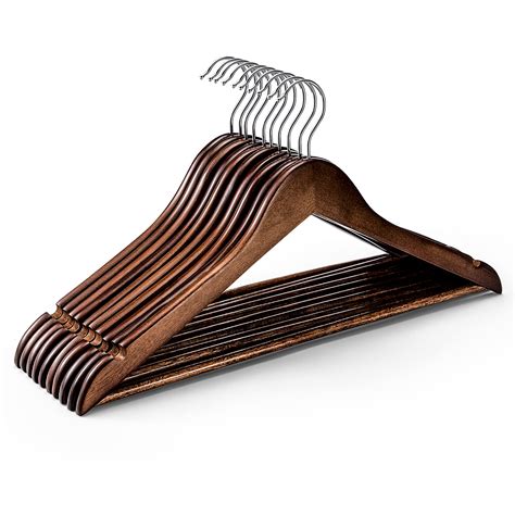 Buy HOUSE DAY Wooden Hangers 10 Pack, Heavy Duty Walnut Coat Hangers ...