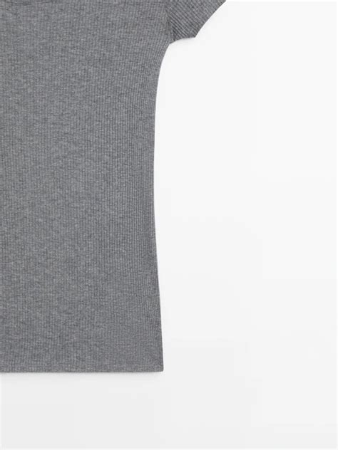 Fitted ribbed T-shirt · Grey Marl, Lead · T-shirts | Massimo Dutti