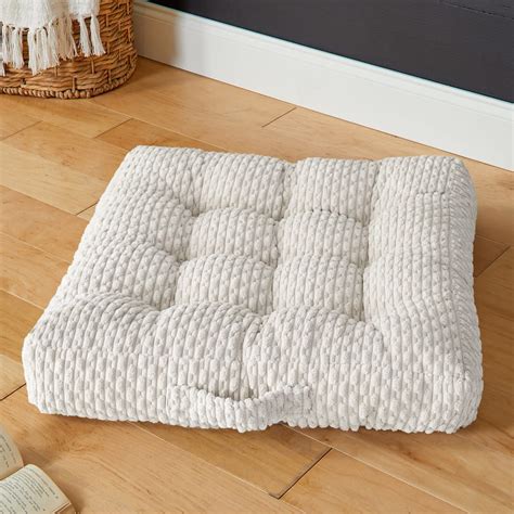 Sorra Home Large Solid Square Tufted Floor Pillow with Handle - On Sale ...