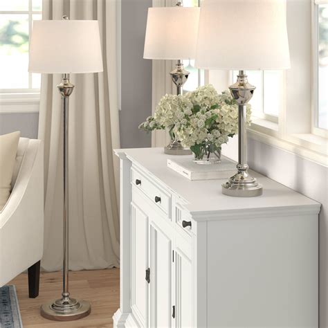 Lark Manor™ Ardak 27.5" Nickel Floor & Table Lamp Set | Wayfair