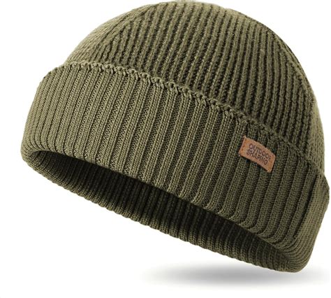OUTDOOR SHAPING Merino Wool Short Fisherman Beanies for Men Women, Knit ...
