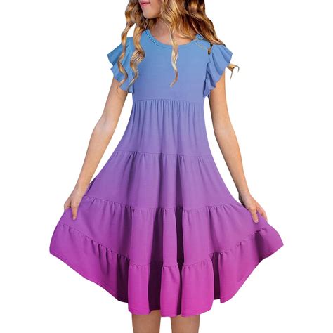 Big Girls Dresses Summer Dresses For Girls Gradient Casual Comfort ...