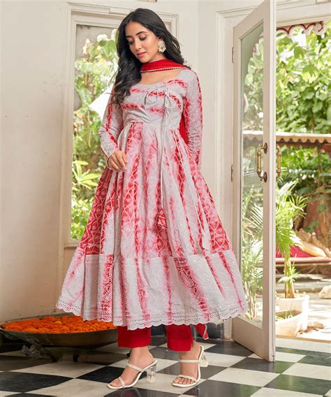 Cherry Red Chikankari Suit Set