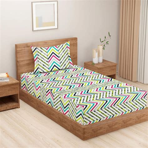Buy SWAYAM Technicolour Dream 144TC Roto Cotton Single Bedsheet Set ...
