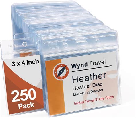Amazon.com : 3x4 Inch Name Badge Holders - Fushing Clear Plastic ...