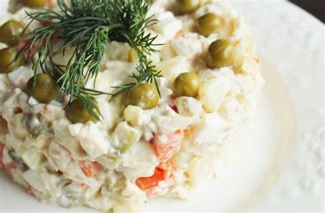 Салат Оливье с курицей без огурцов рецепт с фото пошагово