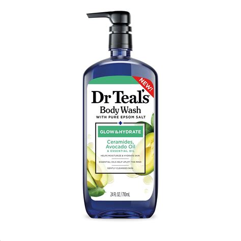 Dr Teal's Glow & Hydrate Body Wash with Ceramides & Avocado Oil, 24 fl ...