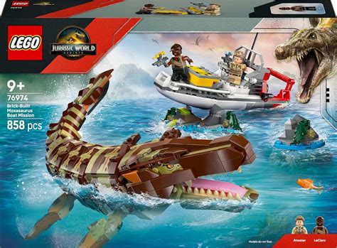 LEGO Jurassic World Brick-Built Mosasaurus Boat Mission Toy Dinosaur S ...