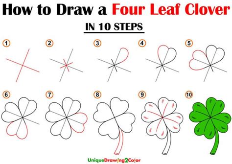 How to Draw a Four Leaf Clover: Step by Step