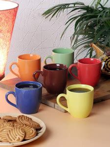 SEOSES Pack of 6 Ceramic Handmade Ceramic Multi Color Coffee Cup Set ...