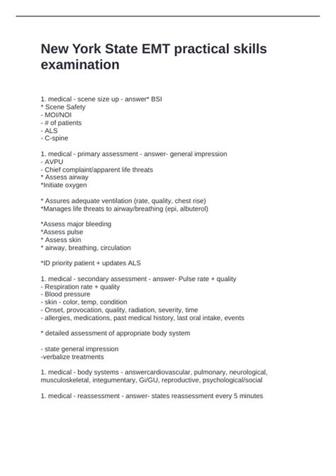 New York State EMT practical skills examination Questions and Answers ...