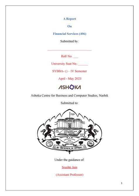 Project Work Certificate Johnny Final - A Report On Financial Services ...