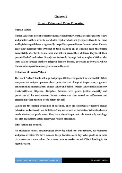HVPE Unit 1: Exploring Human Values and Value Education Concepts - Studocu