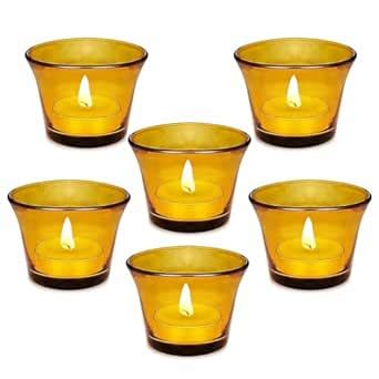 Buy Pure Source India Yellow Glass Votive Candle Holders, Tealight ...