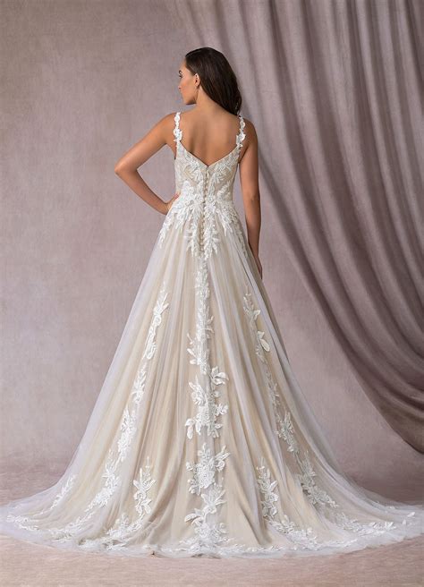 Azazie Delaina Diamond White Nude A-Line V-Neck Sequins Tulle Dress ...