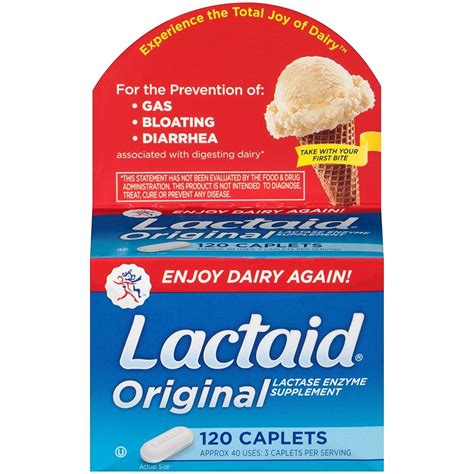 Buy Lactaid Original Strength Lactose Intolerance Relief Caplets, 120 ...