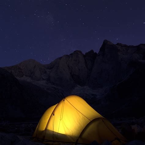 Download wallpaper 3415x3415 tent, mountains, night, camping, dark ipad ...
