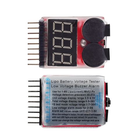 Buy Wishiot RC 1-8s Lipo Battery Voltage Tester Low Voltage Buzzer ...