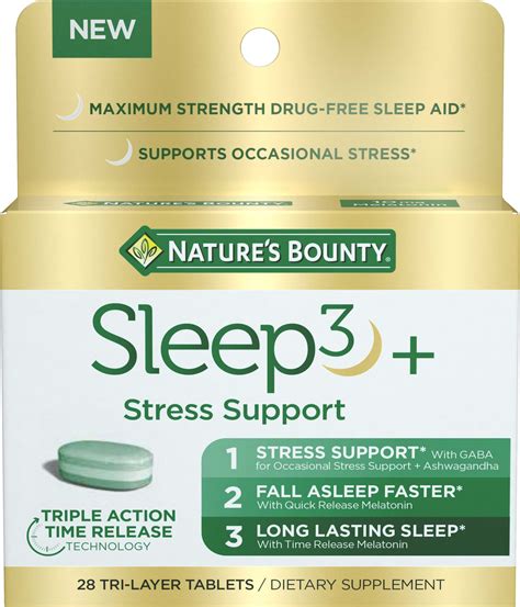 Nature's Bounty Sleep3+ Stress Support Sleep Aid, 10mg Melatonin ...