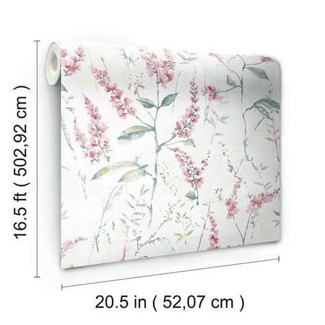 Buy Roommates Pink Floral Sprig Peel and Stick Wallpaper Online at ...