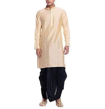Buy FOCIL Silk Black Dhoti Cream Kurta For Men’s at Amazon.in