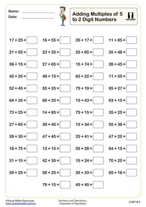 Adding mulitples of 5 to a 2 digit number (50 questions) | Fun and ...
