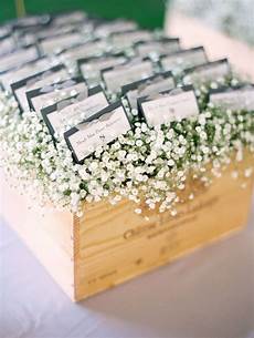 Wedding Seating Card Ideas by Baby S Breath In Wine Boxes With Place Cards On Top Wedding Seating Card Ideas