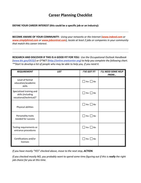 Career planning checklist | PDF