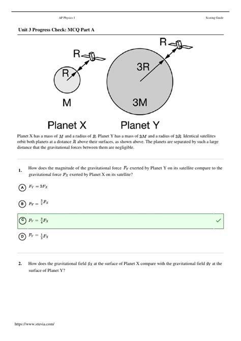 AP Physics 1 Unit 3 Progress Check MCQ Part A Scoring Guide 2023 ...