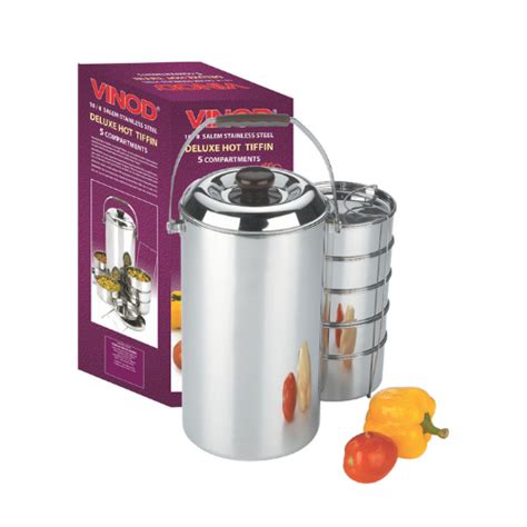 Vinod Stainless Steel Deluxe Hot Tiffin – 5 Compartment