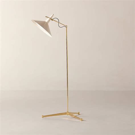 Exposior Unlacquered Brass Task Floor Lamp with Warm White Shade Model ...