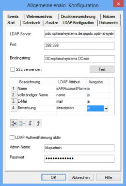 Registerkarte 'LDAP-Konfiguration'