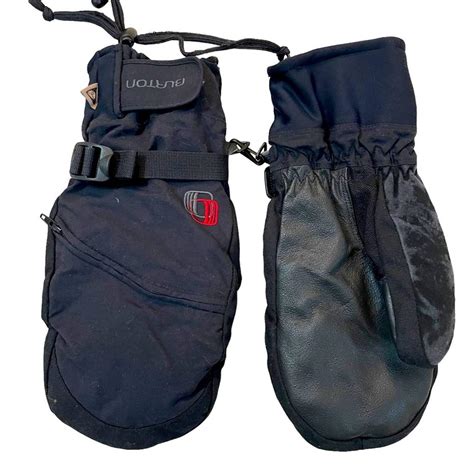 BURTON Mens Black Leather Winter Ski Mittens Gloves ... - Depop