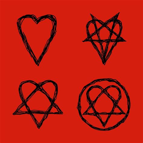Heart Pentagram Inverted Heartagram Sign, Symbol of love and hate ...