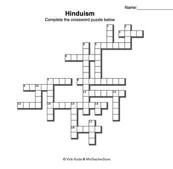 World Religions: Hinduism Word Search & Crossword Puzzle by MrsTeacherStore