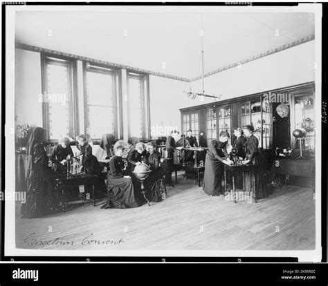 Science class in Georgetown Visitation Preparatory School, Washington, D.C., between 1890-1910 ...