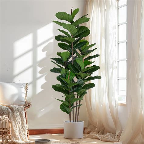 Amazon.com: Yepdin Faux Fiddle Leaf Fig Tree 6 FT - Artificial Ficus ...